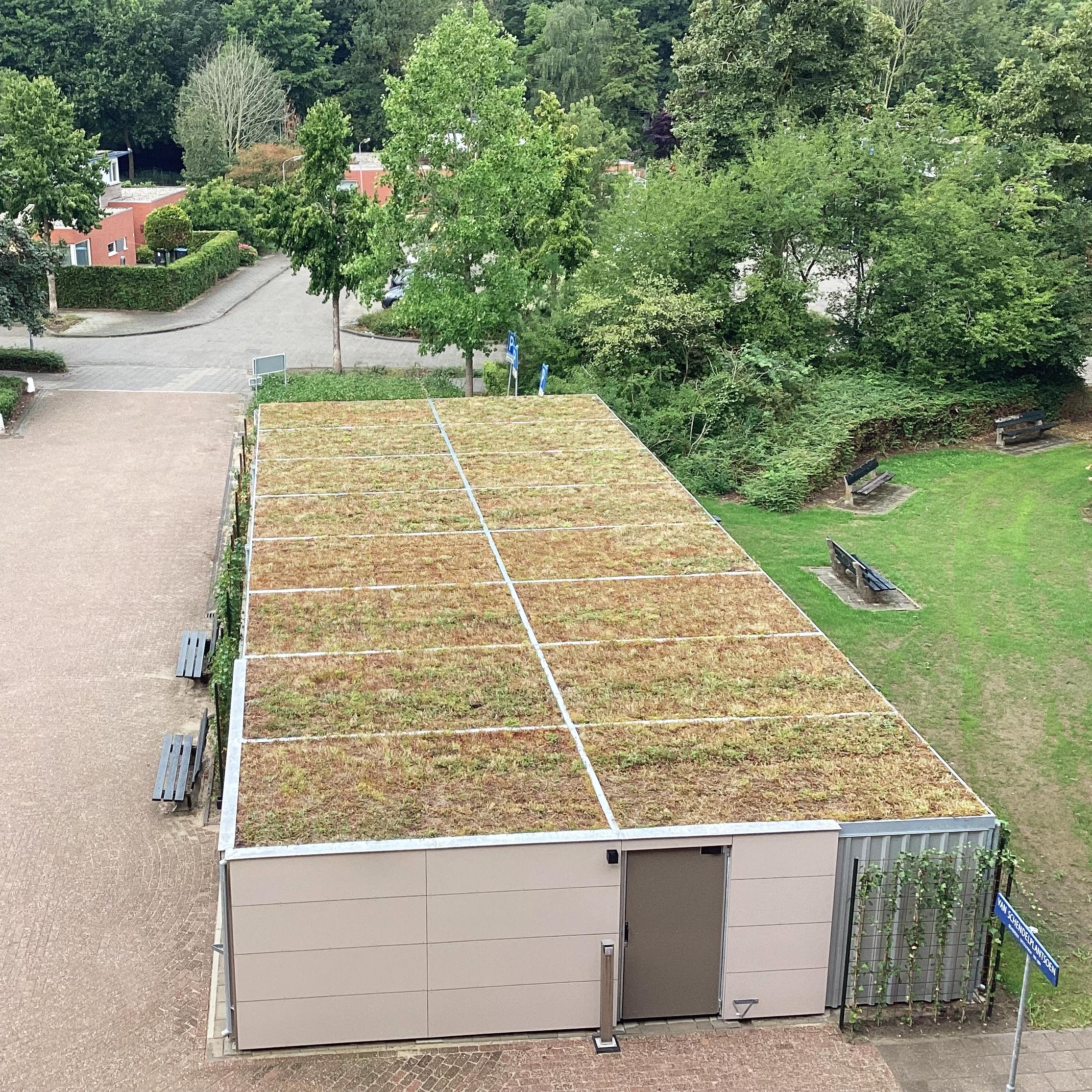 Storage Shelter with Green Sedum Roof